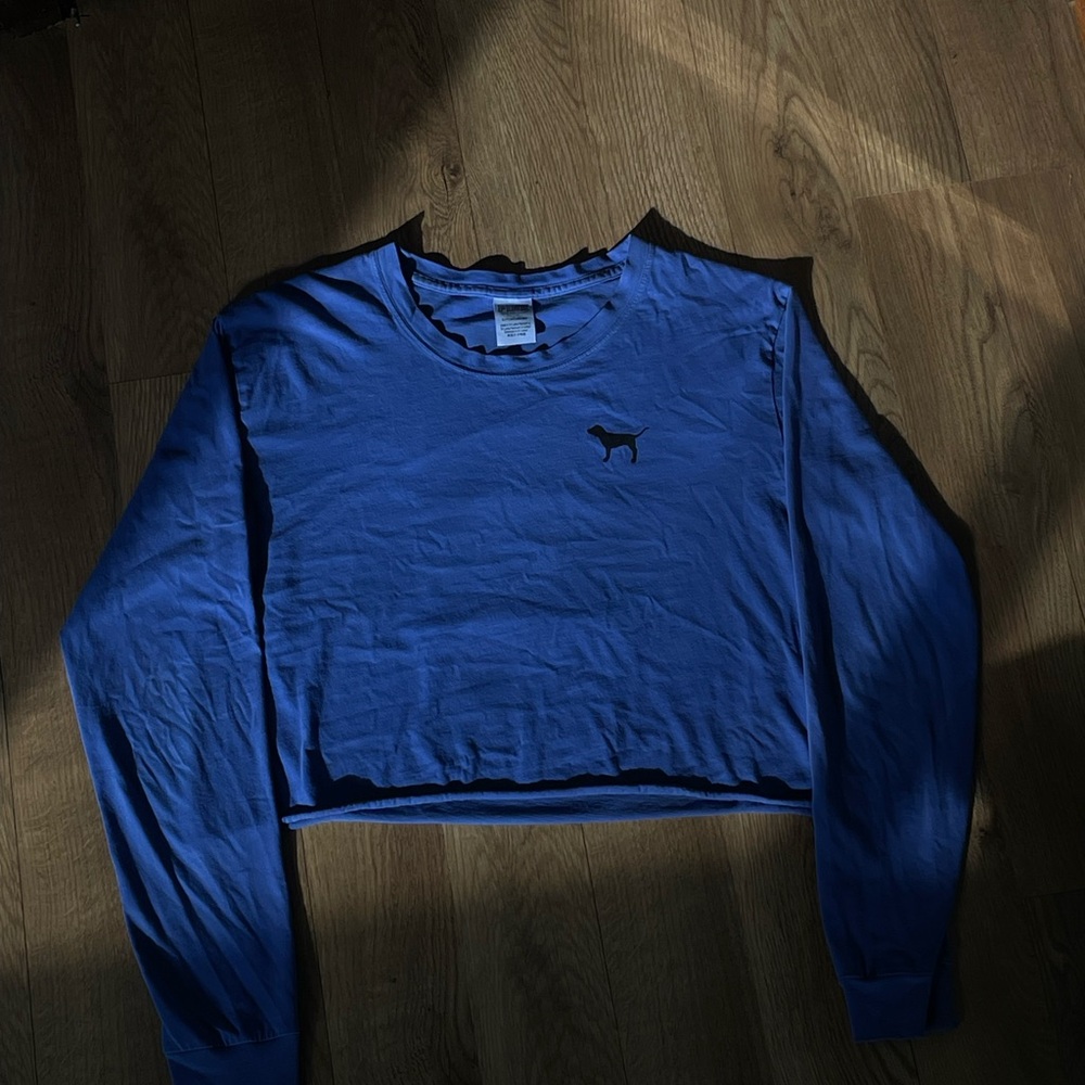 Victoria’s Secret PINK Blue Long Sleeve Crop Top – Women’s Size Small